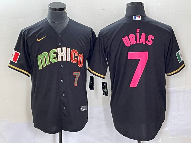 Men 2023 World Cub Mexico #7 Urias Black pink Nike MLB Jersey6->more jerseys->MLB Jersey